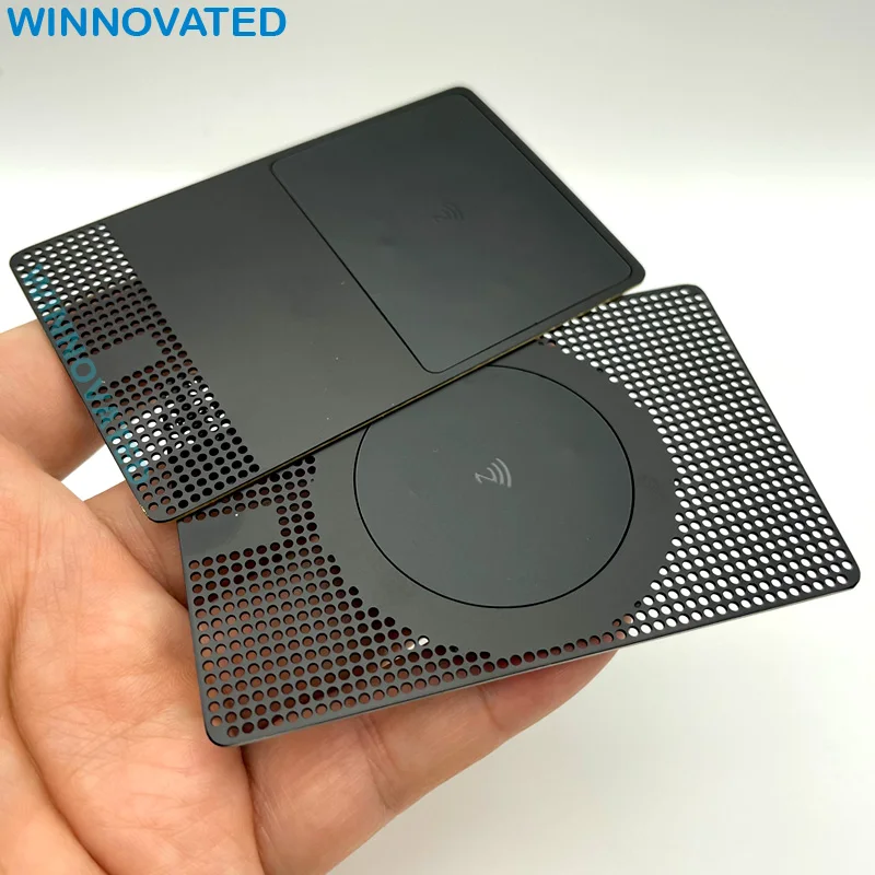

Printed Laser Engraved Steel Hollow Out Ectroplated Black Metal NFC Card