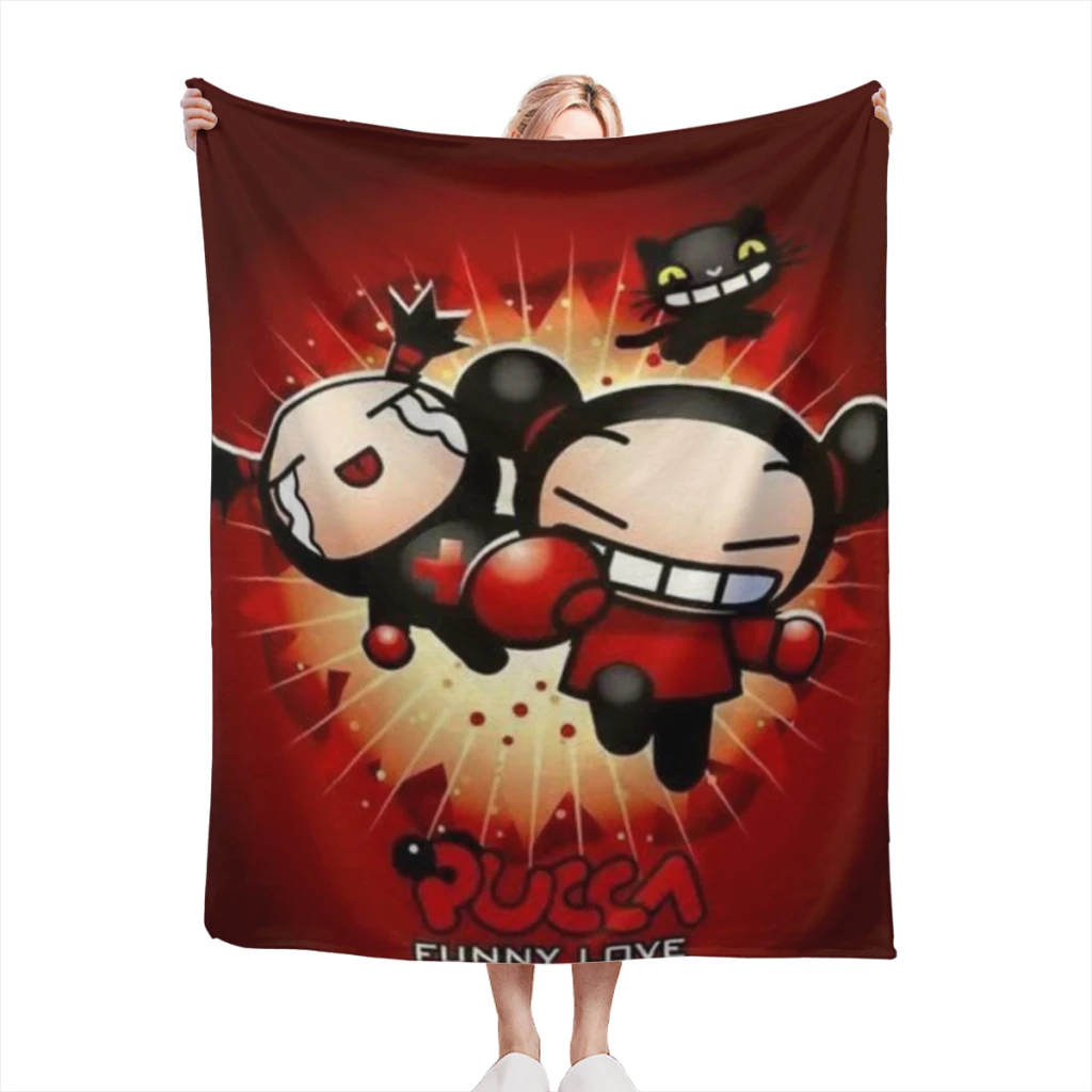 

Cute Cartoon Pucca Garu High Quality Flannel Blanket Flannel Warm Soft Extra Soft Throw Office Nap Sleep