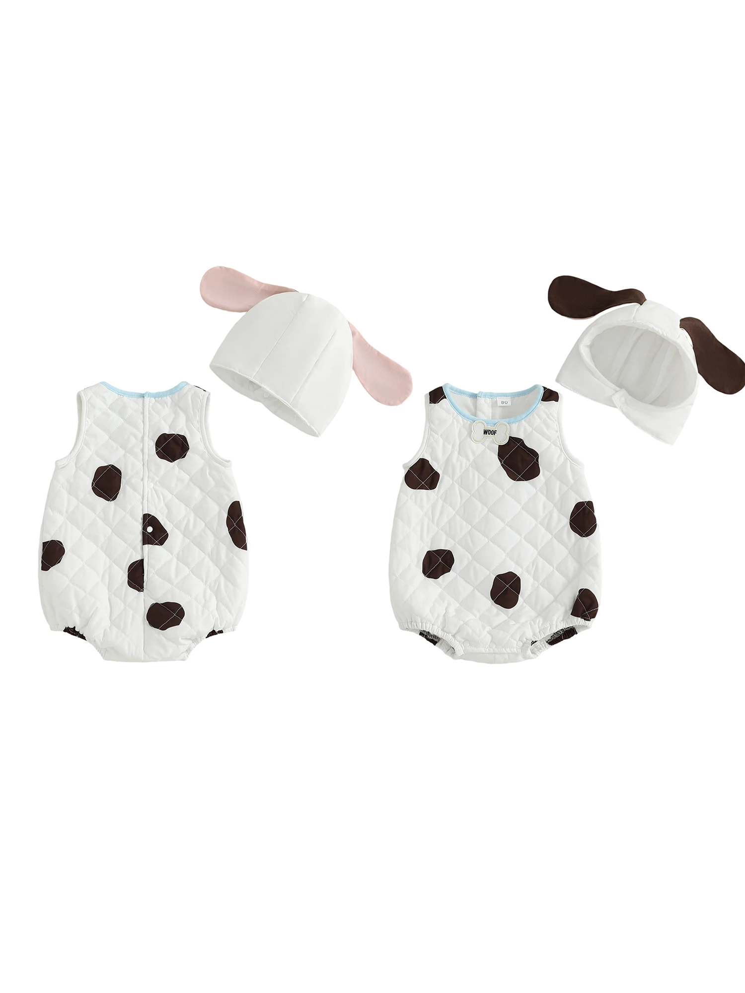 

Очаровательный наряд для детского щенка на Хэллоуин со стегаными пятнами, комбинезон без рукавов и подходящая шляпа, комплект из 2 предметов