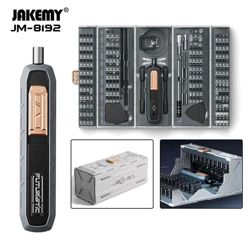 180 in 1 Electric Screwdriver Set JAKEMY JM-8193 Mini Tool box LED Magnetic Torx Hex Screw Driver bit Professional repair tools