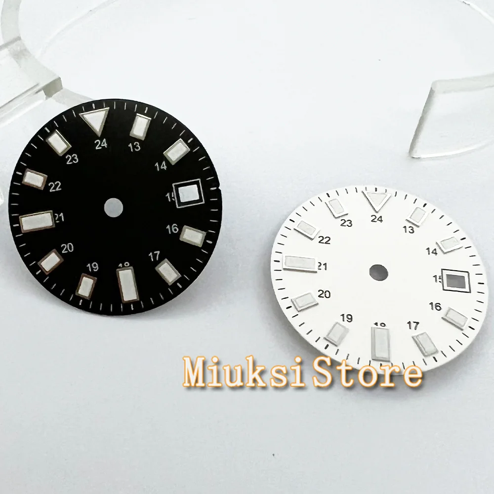 

28.5mm Black/White Watch Dial Date Window fit Miyota 8215 Mingzhu 2813 watch face luminous marks nmbers watch parts