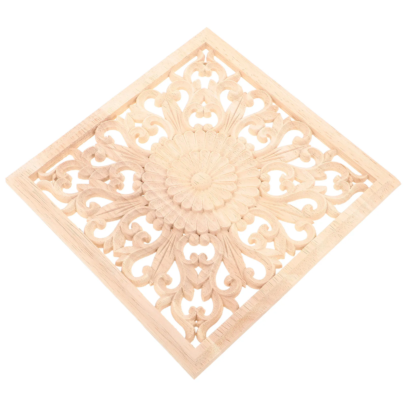 Unpainted Carved Wood Applique Onlay Solid Wood European Style Decorative Trim for Furniture Doors Cabinets Bedroom Living Room