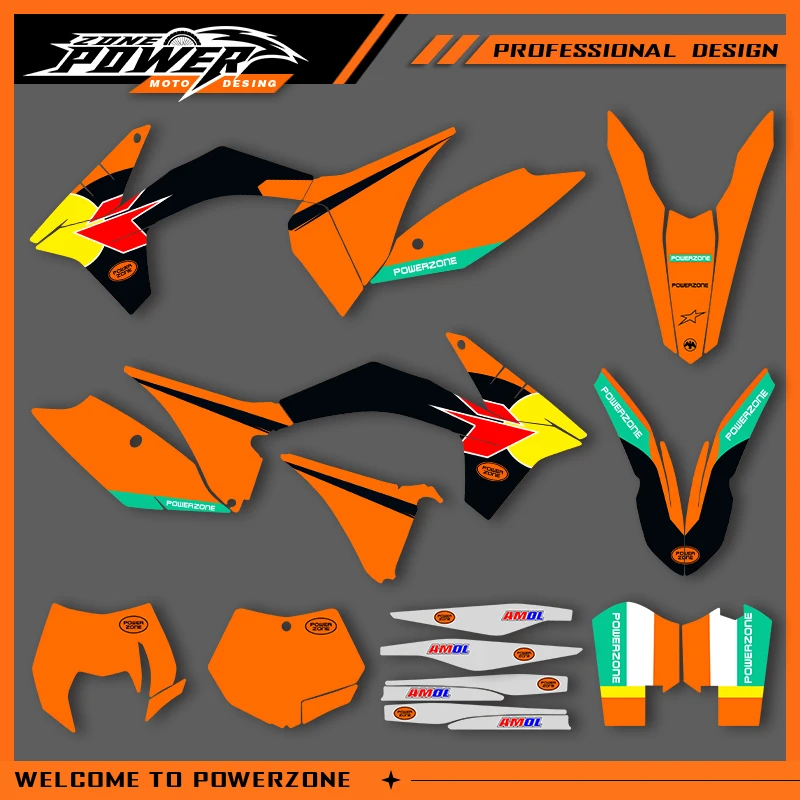 

POWERZONE Мотокросс Team Графический фон Наклейки Наборы наклеек для KTM 2012 2013 EXC EXC-F 2011 2012 SXF SX Индивидуальный номер 08