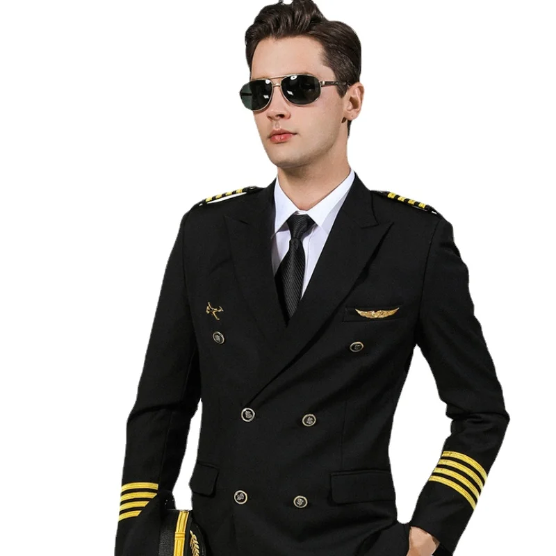 

Pilot Uniform Airline Air Plane Captain Uniforme Property Workwear Jacket Pants Flight Aviation Uniforms Pilot Suit Costume