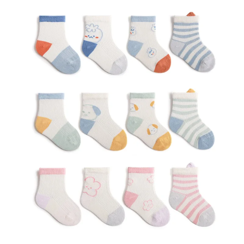 

4Pairs/lot 0-2Y Infant Baby Socks Baby for Girls Cotton Soft Mesh Breathable Cute Newborn Boy Toddler Sock Baby Accessories