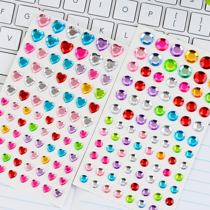 Stern- und herzförmige Edelstein-Glitzer-Gesichtsaufkleber, Strass, selbstklebendes Fake-Tattoo für Party, Bühne, Make-up, Edelsteine, Aufkleber – Detail 4