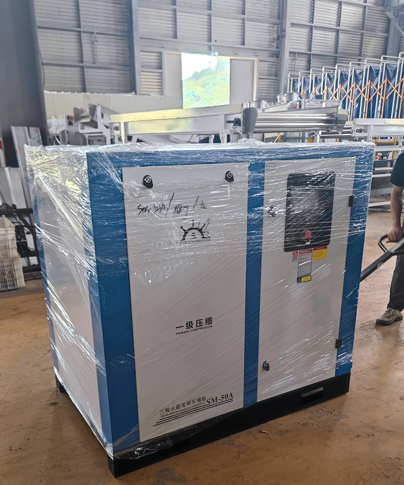 37KW 50HP Industrial Variable Frequency Air Cooled Screw Air Compressor with Permanent Magnet Core Engine and Bearing