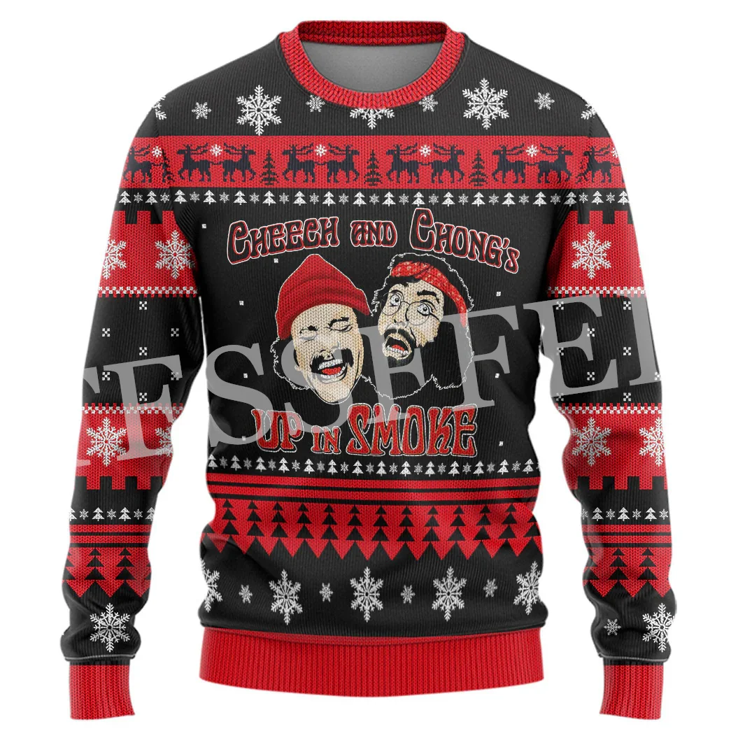 Christmas Santa Claus Knitted Ugly Sweater Xmas Cosplay Cartoon Vintage Graffiti Long Sleeves 3DPrint Winter Pullover Harajuku G