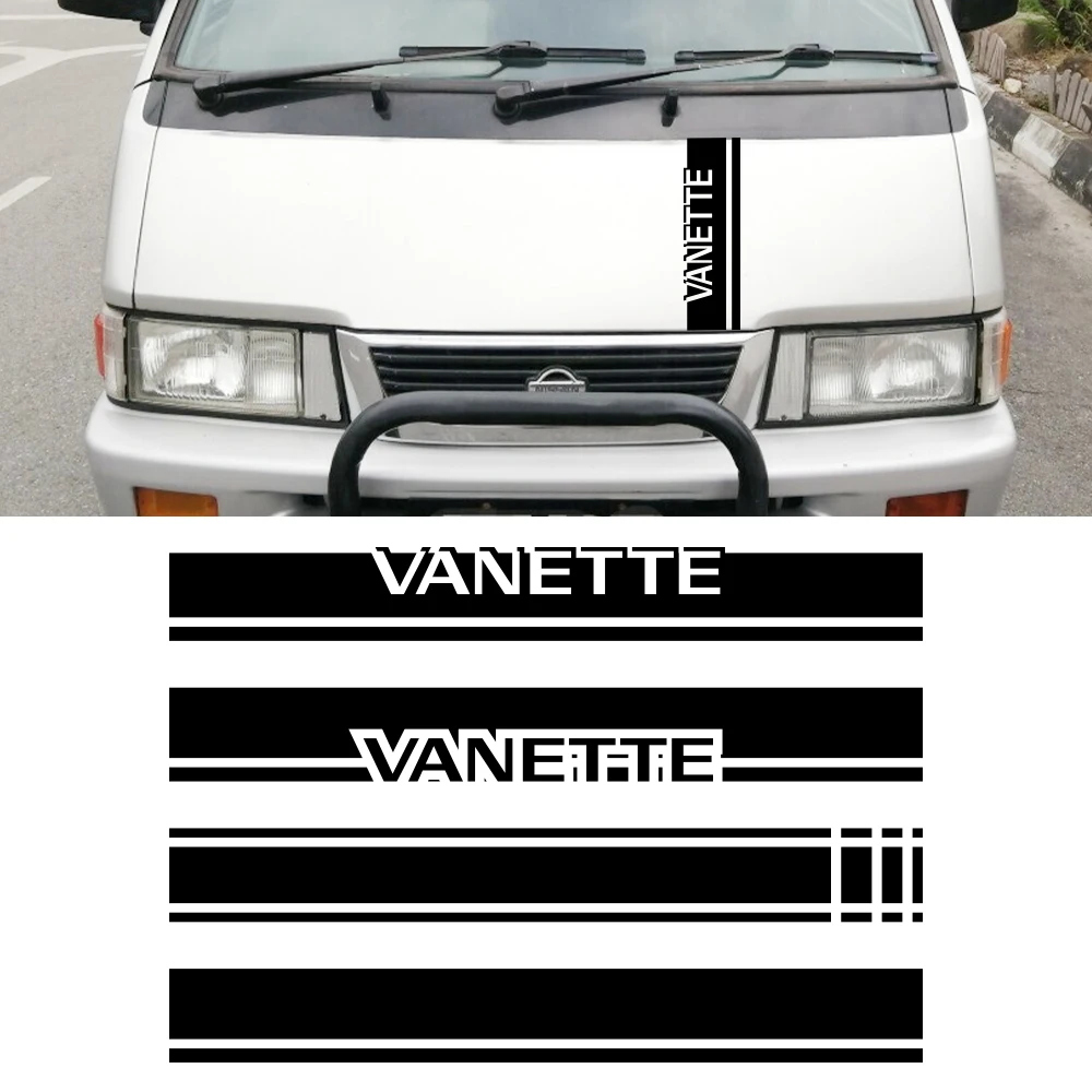 Car Hood Bonnet Stickers For Nissan Vanette C22 Nomad S21 Van Camper Graphics Stripes Decor Decals Vinyl Cover Auto Accessories