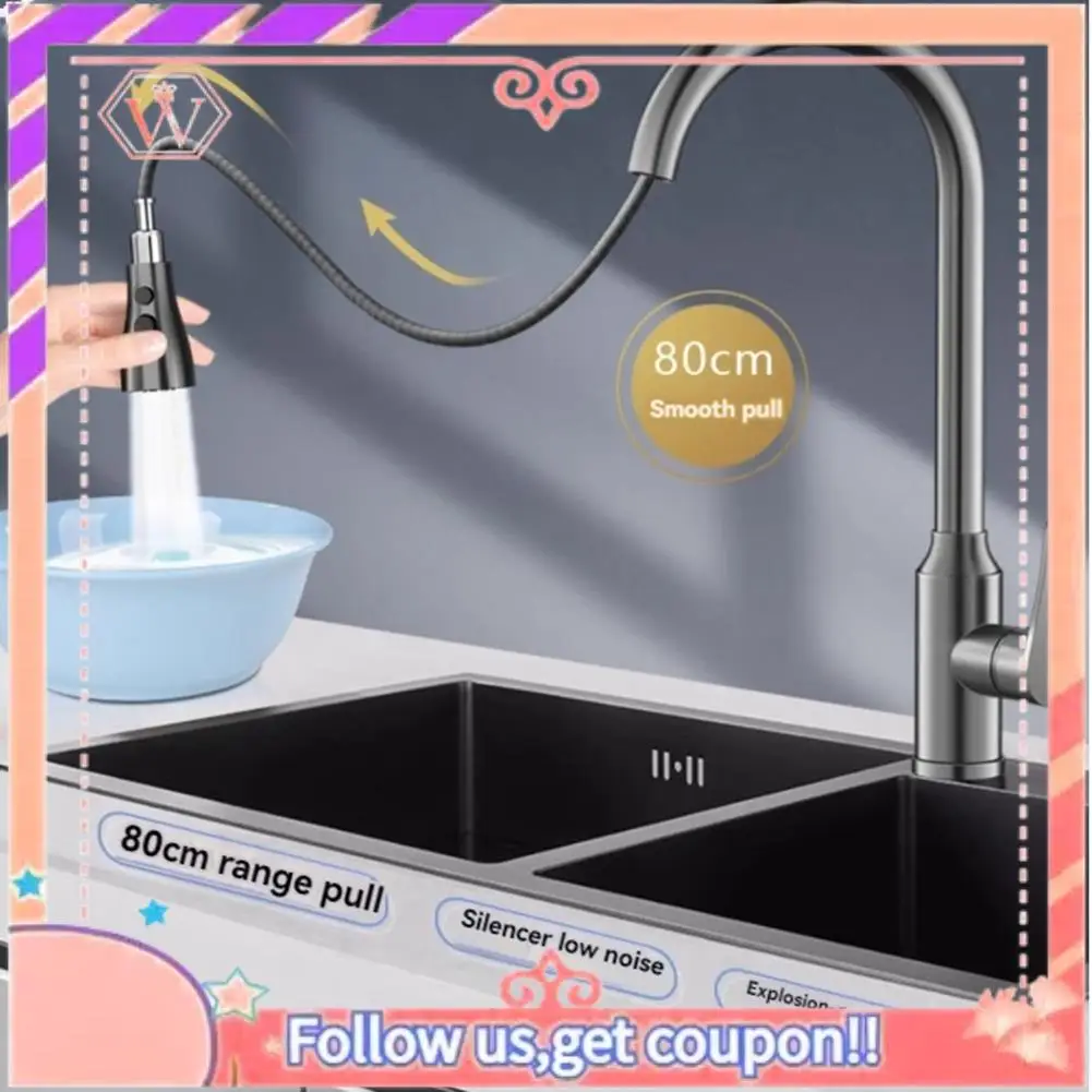 

AT84-Kitchen Faucets 304 Stainless Steel Pull Out Kitchen Sink Water Tap Deck Mounted Mixer Heads Hot Cold Taps Third Gear