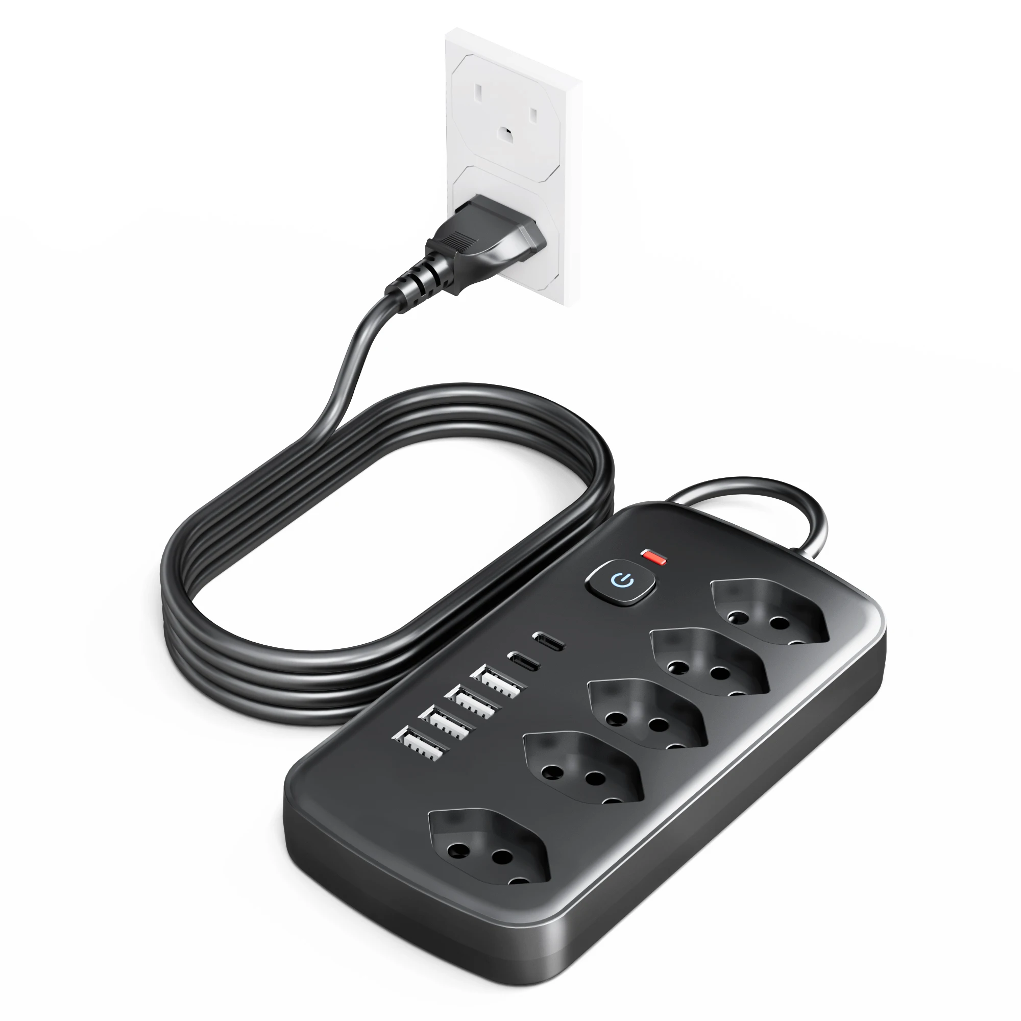 11 in 1 Power Strip, With 6 USB Charger (2 USB C), 5 AC Outlets Compact Desk Charging Station Wall Mount For Office, School