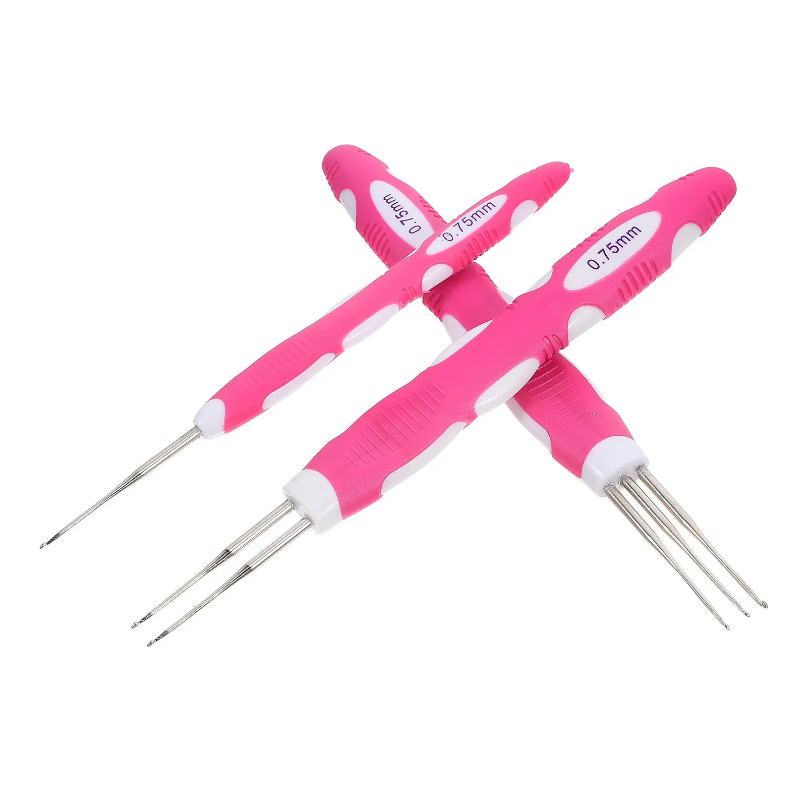3Pcs Ergonomic Crochet Hook Set for Dreadlocks Locs Hair Braiding Interlocking Tool Soft Handle Crochet Needles for Arthritic