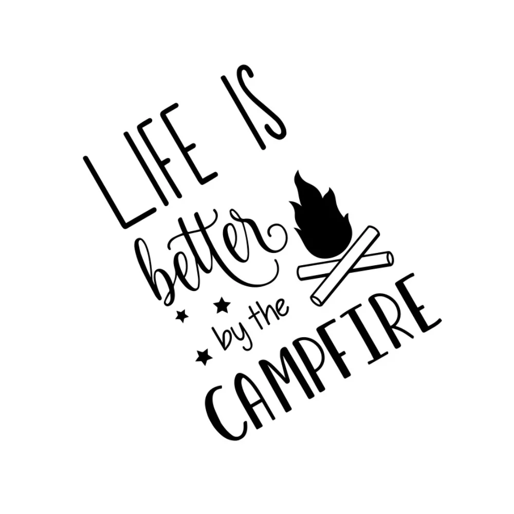 Car Sticker Graphcis Life Is Better by The Camp Fire Decor Decal for Van Camper Camping RV Motorhome Caravan Accessories