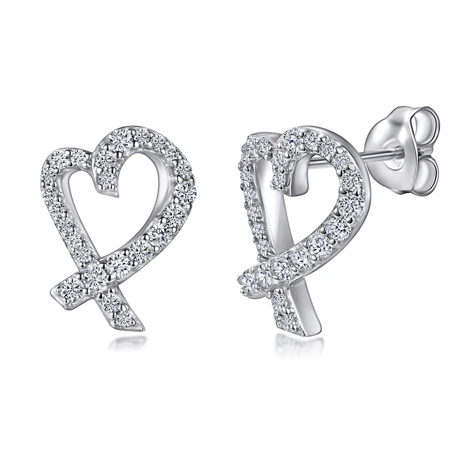 

Sun Star 925 Sterling Silver Fine Earrings Romantic Cute Heart Earrings Cubic Zircon Stone Gold for Weddings Parties Gifts