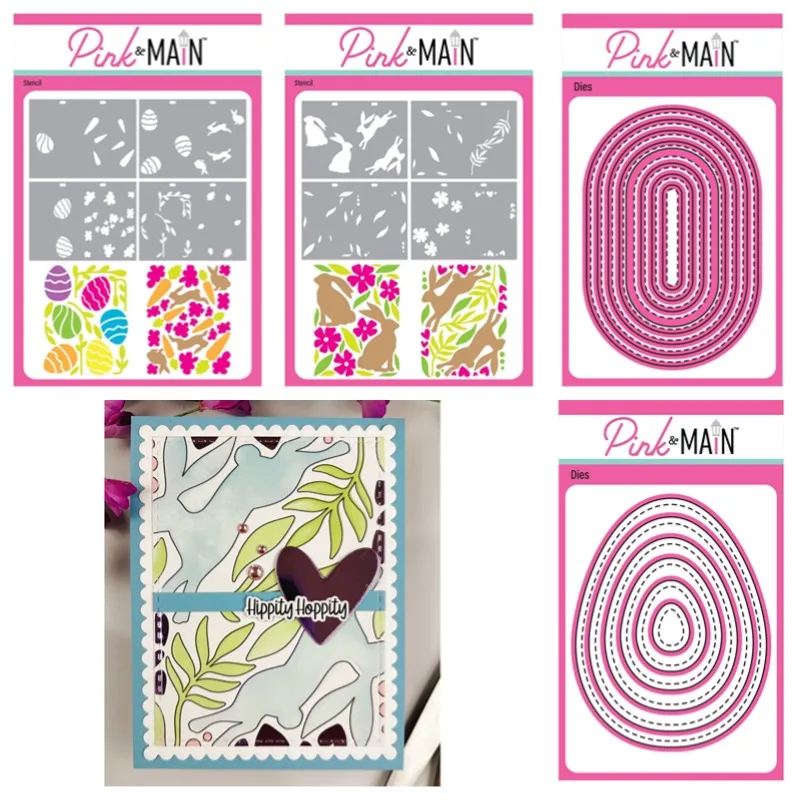 토끼 홉 공예 계란 부활절 직사각형 타원형 금속 절단 다이 실리콘 스탬프 스크랩북 스텐실 사진 앨범 카드 DIY 종이 Embos