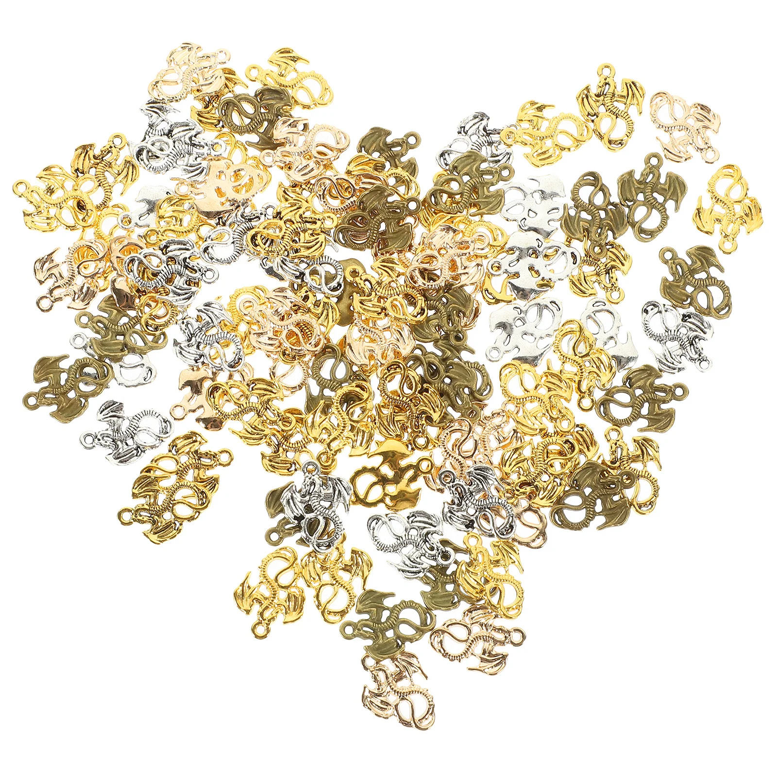 

100 шт., подвески в виде дракона тонкой работы для изготовления ожерелья, поделки своими руками, металлический кулон для женщин и мужчин, подвески в виде дракона, ожерелья, подвески