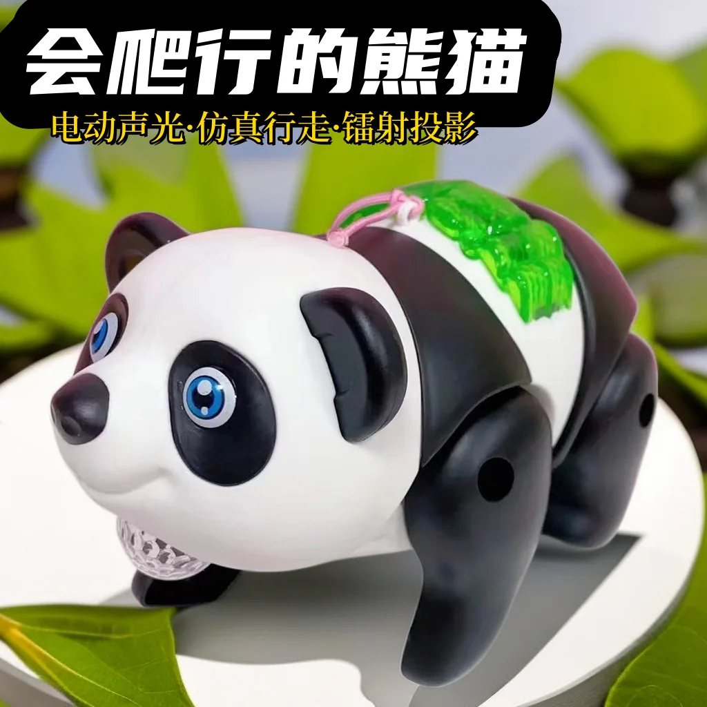 Elektrisch wandelpanda-speelgoed met koel licht en geluidsriem Gloeiende panda voor kinderen Leren lopen Speelgoedcadeau