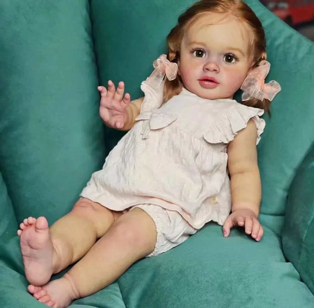 SINO-BB Customized Limited Supply 26inch Reborn Baby Doll Pippa With Freckles On the Face With Same Hair Already Finished Doll