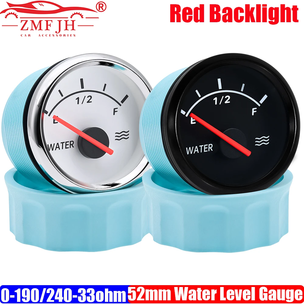 ZMFJH 2025 NEUE Wasserstandsanzeige 0-190 Ohm, 240-33 Ohm 2 "52 MM Wassertank Messgerät Anzeige Rotes Licht Universal Automobil Auto Boot