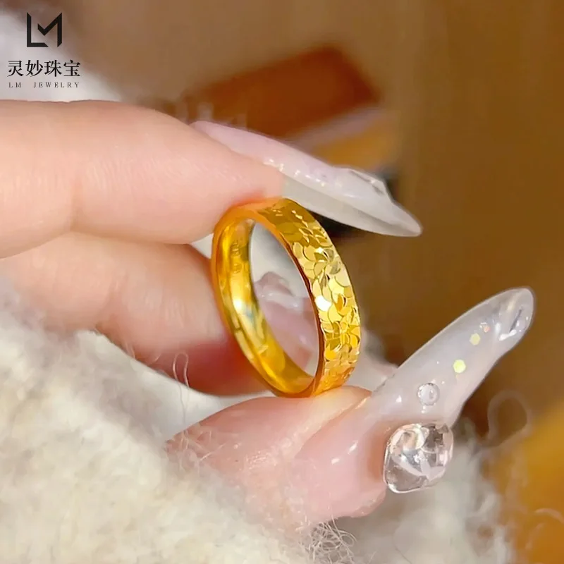 

9999 24K real gold luxury jewelry full of stars and gold ring solid broken ice ring ring versatile to give to your girlfriend