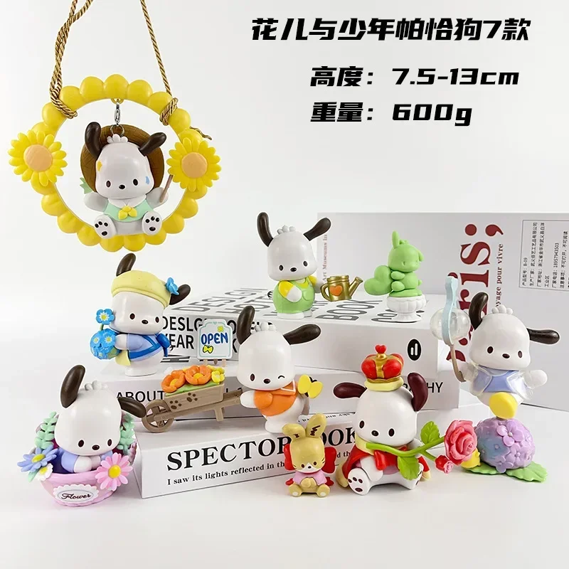 Sanrio Pochacco Model Doll Pochacco Action Anime Figures Flower and Youth Series Doll Toys Esports Room Desktop Ornaments Gifts