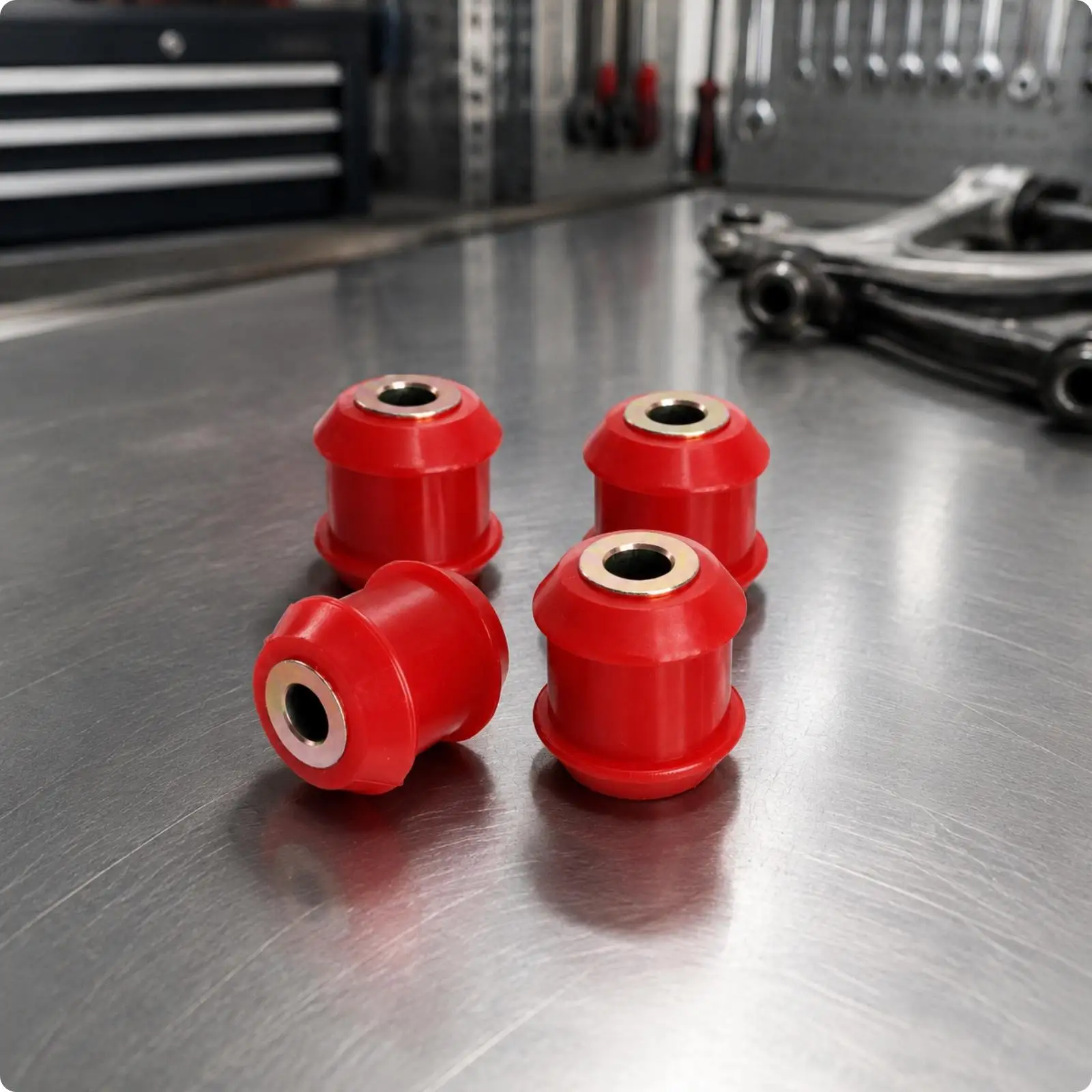 4 Pieces Polyurethane Control Arm Bushing Red Motorcycle Sedan Hanging Bushing High Performance for Car Enthusiasts,