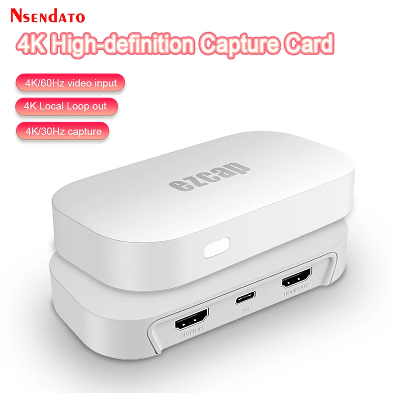 Ezcap374 GameLink Neo 4k 30fps HDMI USB3.2 USB C Video Audio Game Capture Grabber Card Support Pass-Through for Computer TV PC
