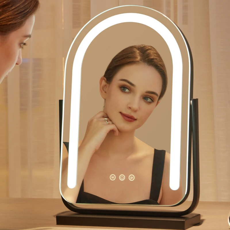 

Led Small Decorative Mirrors Makeup Desk Smart Standing Table Mirror Nordic Tabletop Specchi Decorativi Ayna Room Decor YX50JZ