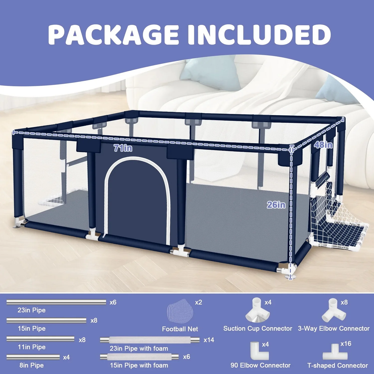 ANGDUO Baby Playpen Large Size 71 Inch Baby Fence Game Activity Play Yard For Children Multi-functional Playpen Indoor Outdoor