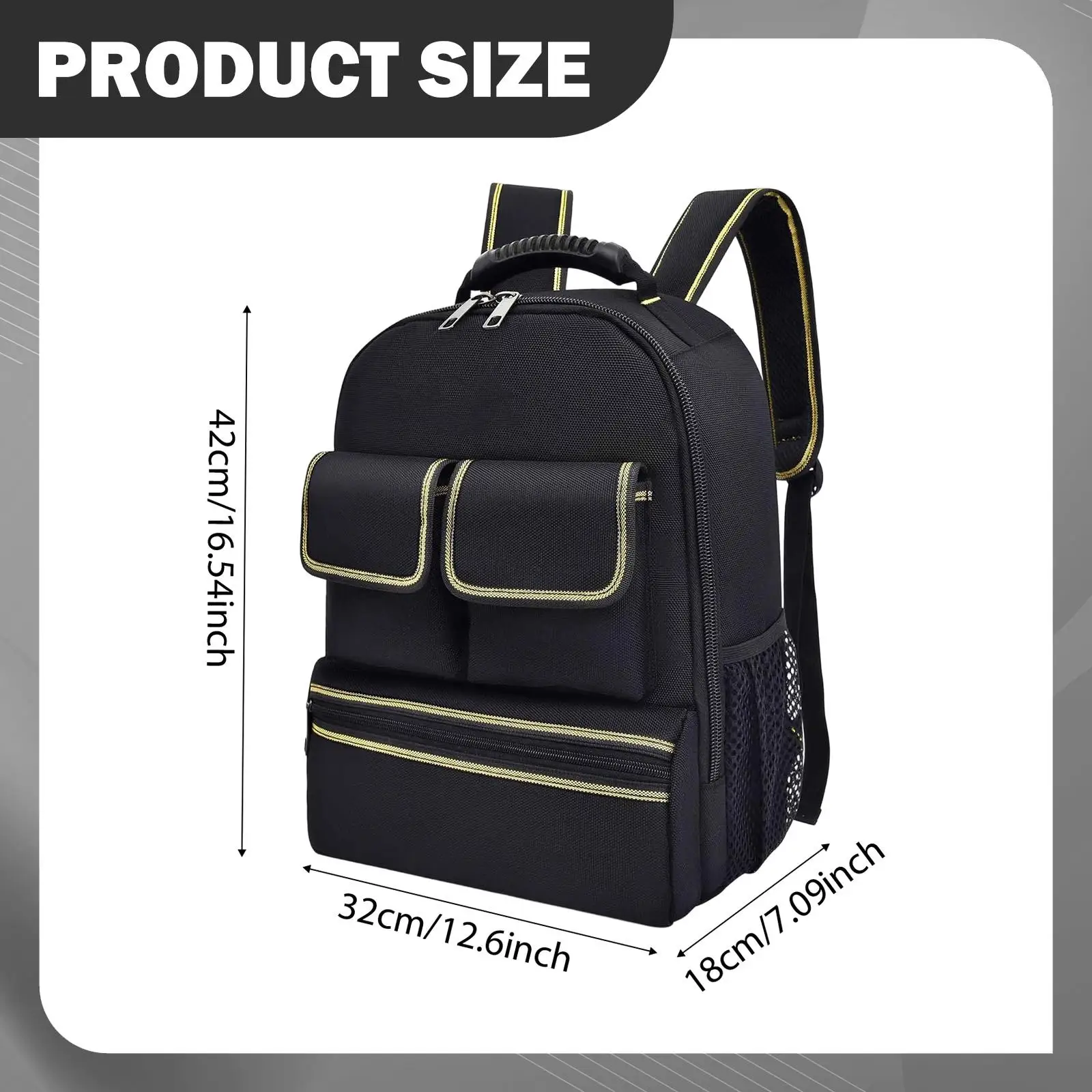 

Professional Work Tool Backpack Reinforced Tools Holder Bag Multi Pocket for Electricians