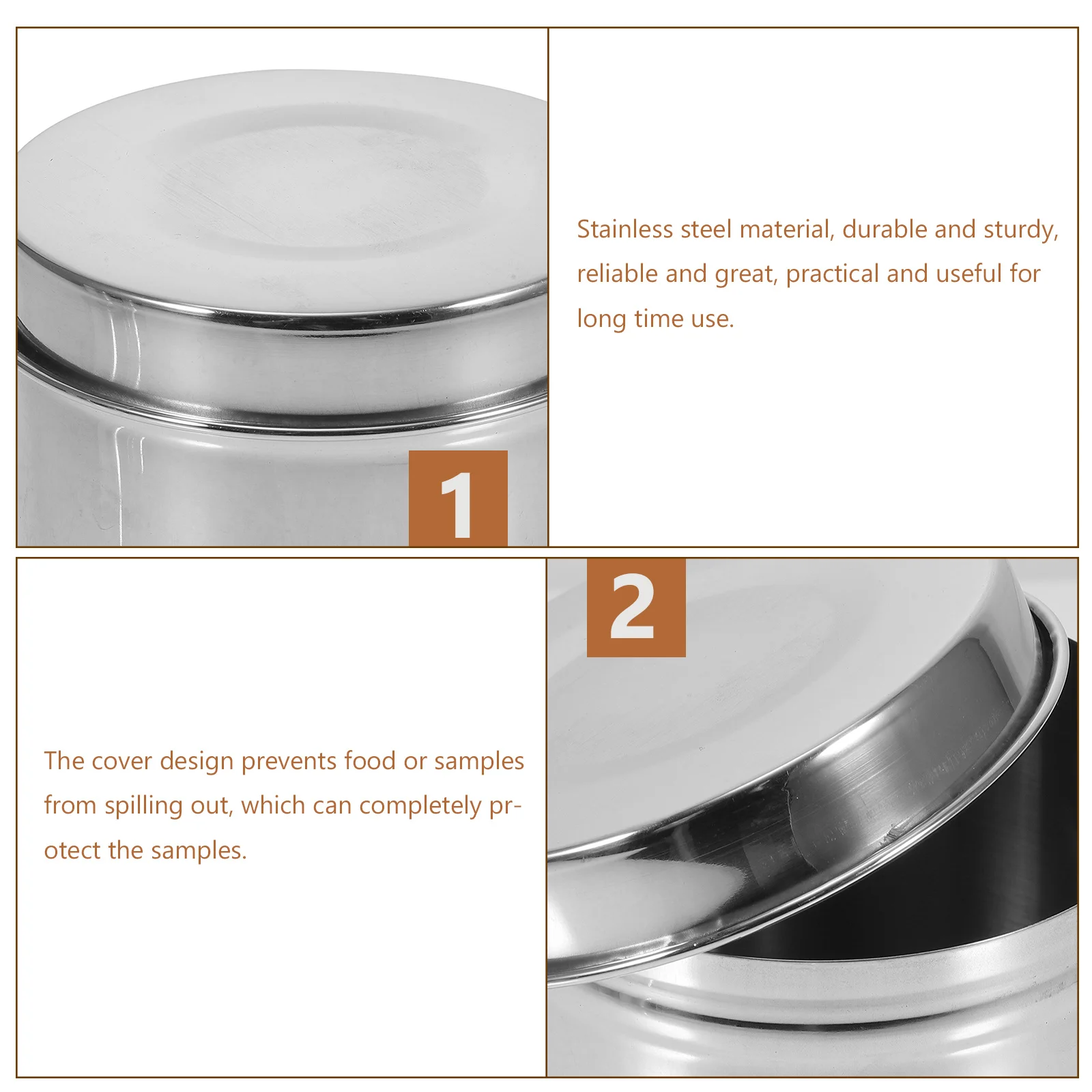 4 قطعة صناديق عينة الطعام المصنوعة من الفولاذ المقاوم للصدأ تصميم محكم مانع للتسرب لمختبر مقصف المدرسة استخدام حاويات تخزين المواد الغذائية