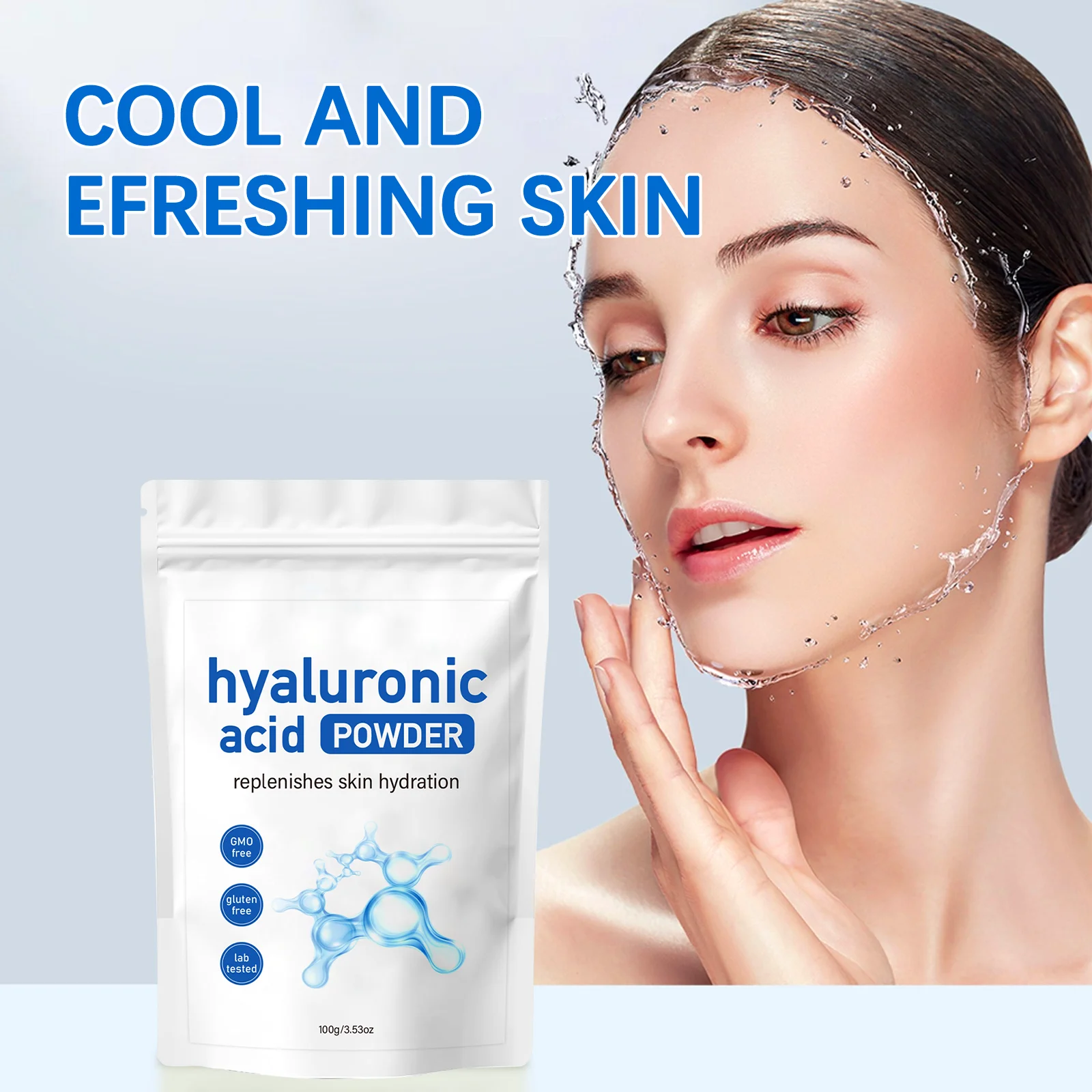 100g Hyaluronic Acid Mask Powder + Spoon Hydrating Smoothing Brighten Nourish Reduced Wrinkles Repairing Skin Barrier Face Mask