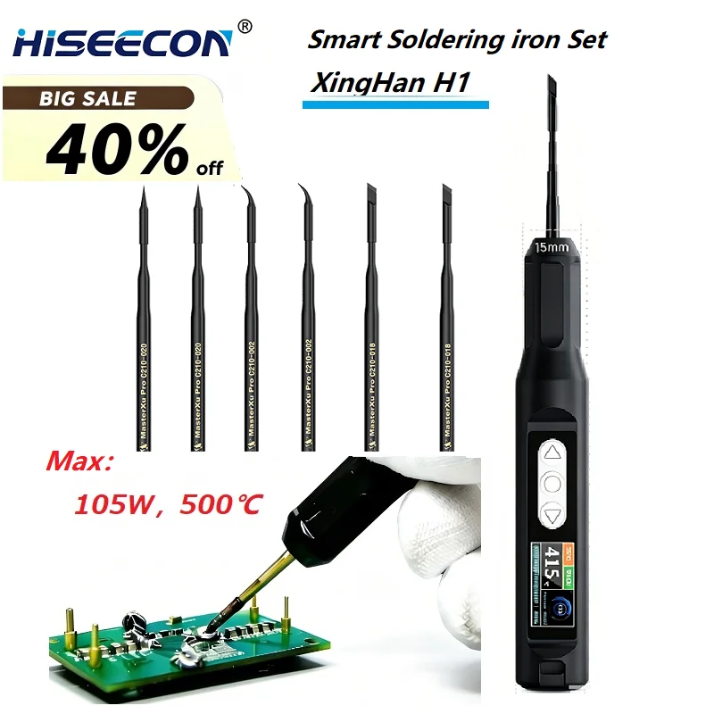 HISEECON H1 C210 Smart Handheld Soldering Iron Set With 65W DC Power ESD Protection Temperature Control Fast Heat Solder Tool