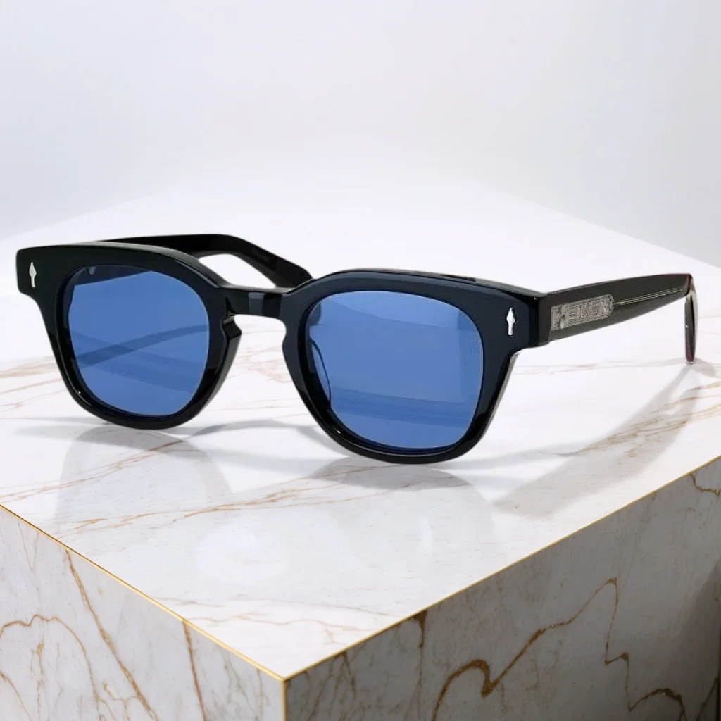 

JULIENI Rectangular Handmade Thick Acetate Sunglasses Japanese Designer Retro for Men and Women Exquisitely Carved Glasses UV400