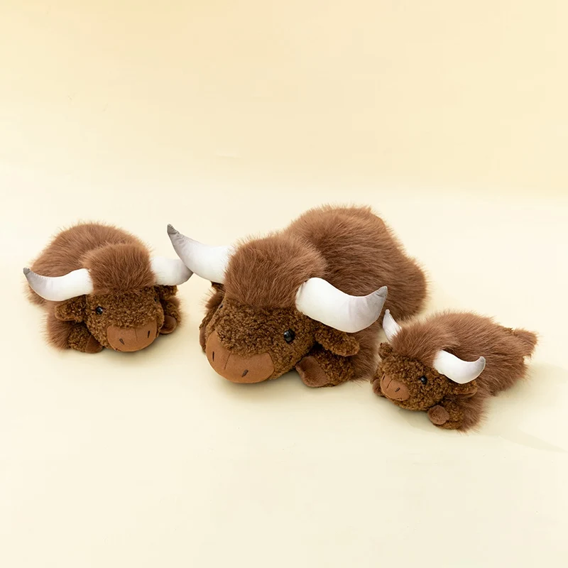 

60CM Simulation Cute Yak Plush Toys Cartoon Stuffed Animals Cattle Adorable Lying Cattle Plushie Doll Sofa Pillow for Girls Gift