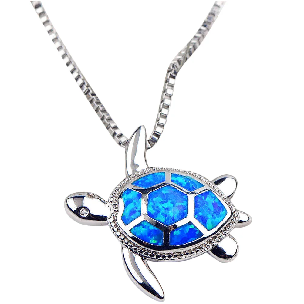 Jewelry Turtle Pendant Necklace Blue Fashionable Creative Alloy Stylish Chain