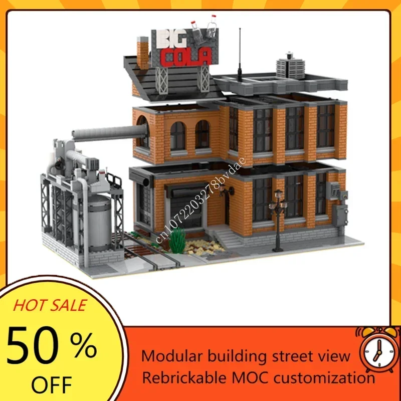 MOC Modulaire en décennie s de Construction, Modèle Créatif avec Vue sur la Rue, Architecture, Éducation, Assemblage, Jouets Cadeaux, Grande Usine Cola, 2952 Pièces