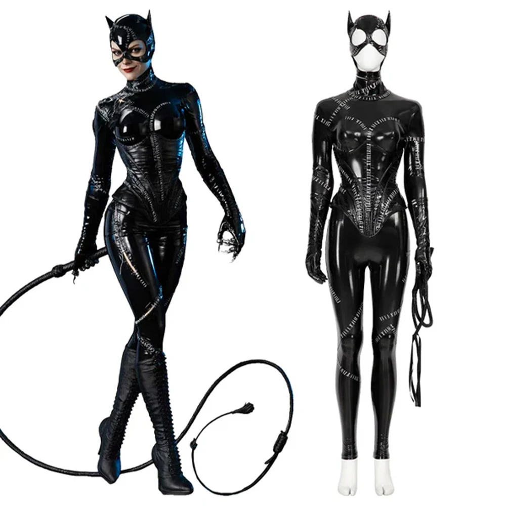 

Cat Waitress Style Faux Leather Cosplay Costume for Women Night Club Dancer Outfit Stage Performance Anime Convention Party