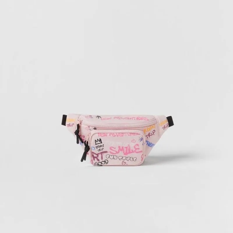 

Disney's New style fashionable backpack with graffiti print and quilted waist bag for ladies