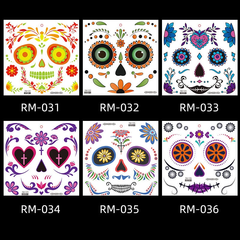 

Временные татуировки на Хэллоуин для лица, жуткий Джек, фонарь, татуировка, наклейка, День мертвых, La Catrina, татуировки на лице для вечеринки