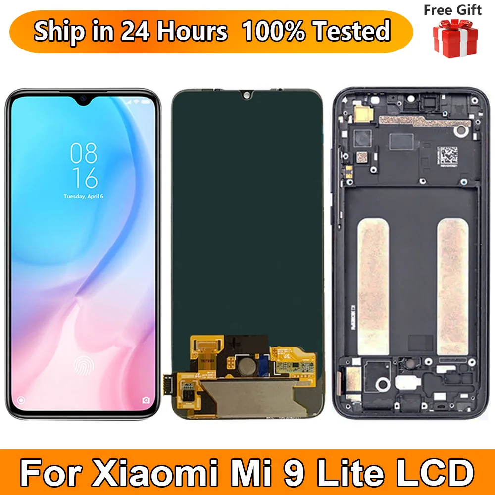 

6.39“AMOLED For Xiaomi Mi 9 Lite LCD Display Touch Screen Sensor Digiziter Assembly Replace For Xiaomi Mi 9 Lite LCD With Frame