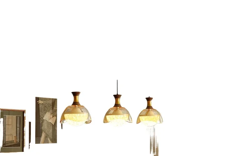 Special chandelier 2025 new three-head glass lampshade advanced full-spectrum bar chandelier