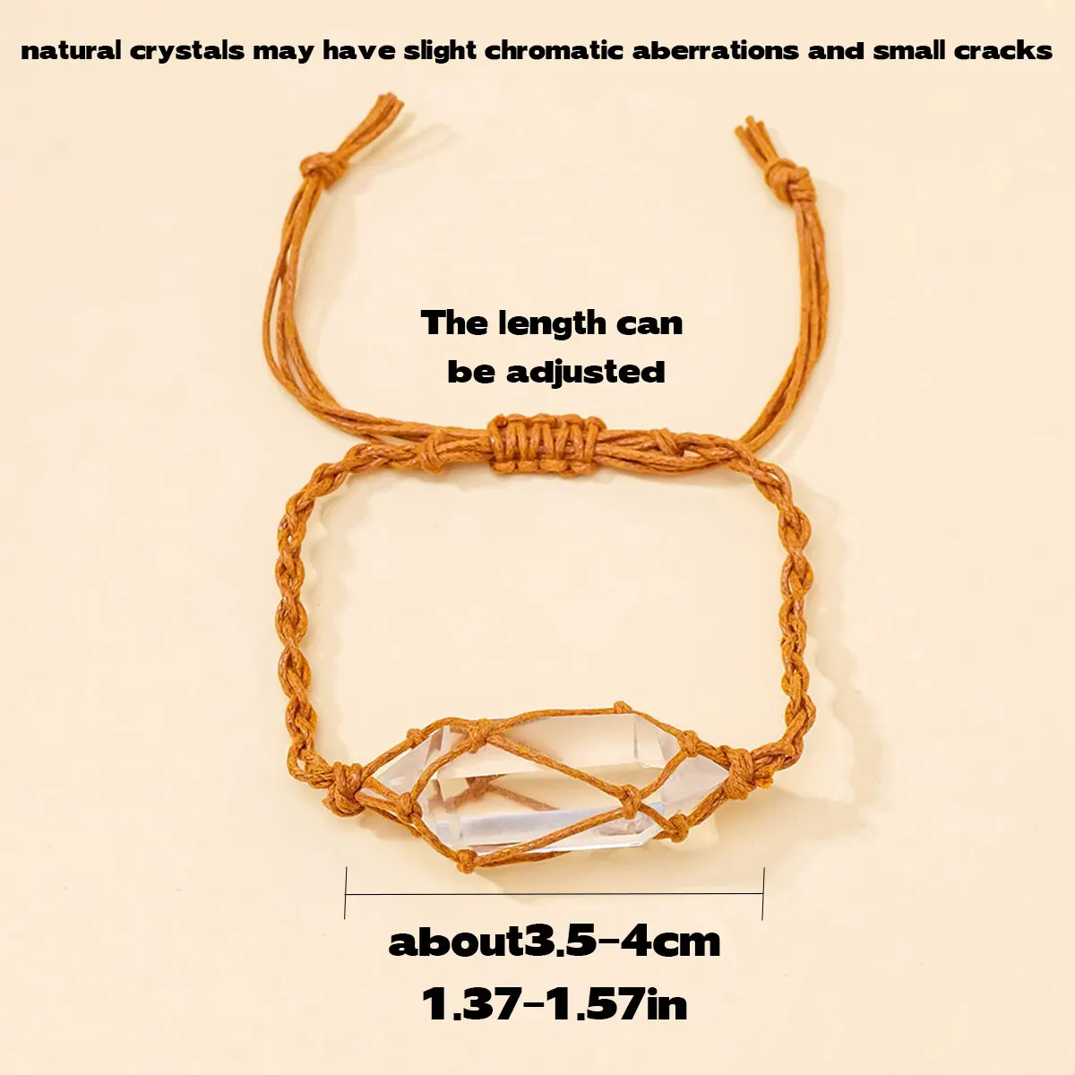 1PC Natural Crystal Clear Quartz High Quality Double Pointed Post Bracelet Adjustable Men Women Wearing Decorative Healing Gift