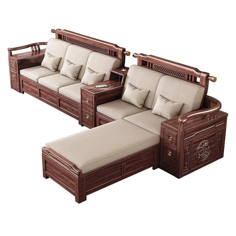 Customizable new Chinese black walnut sofa living room modern simple size apartment winter and summer dual use