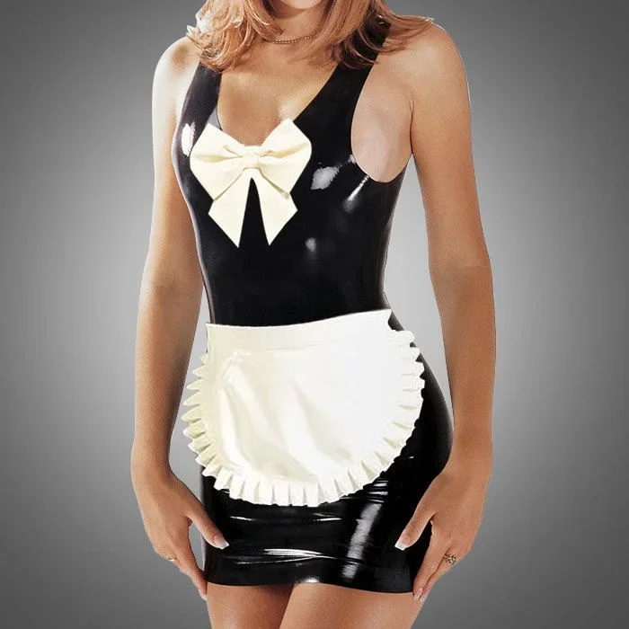 Abito grembiule in lattice di gomma Gummi Masquerade Harness Dress Cosplay