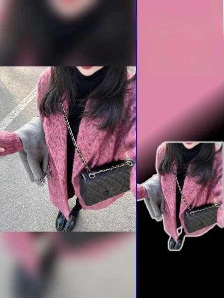 

plus Size Women's Pink Woolen Suit Jaet High Waist Design Spring Faion French Sle Thiened Long Sve Coat