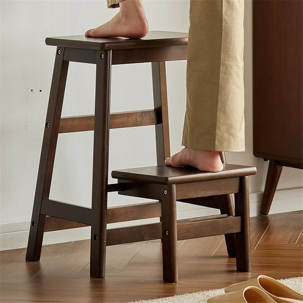 Solid Wood Step Stool Home Living Room Shoe Bench Creative Multifunctional Stair Stool High Bench Simple Foldable Ladder Stool