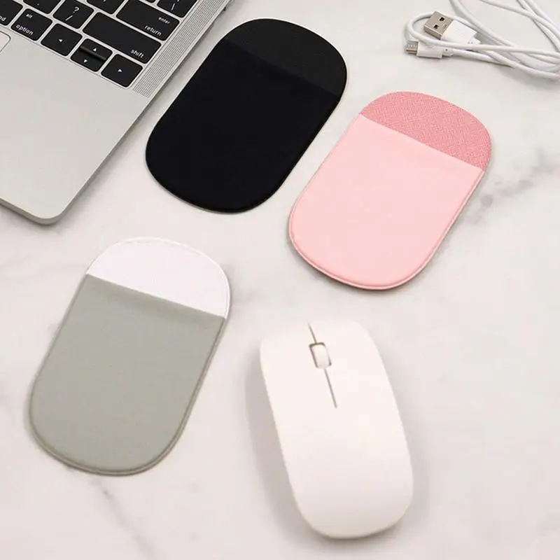 Mouse Holder For Laptop Universal Reusable Adhesive Stick On Pouch Elastic Mouse Holder For Wireless Mouse No Glue Residues