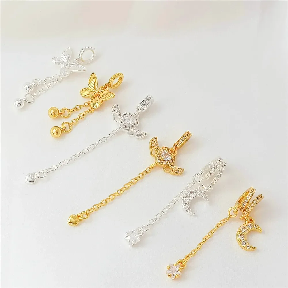 

Copper Plated with 18K Gold and Set with Zirconium, Butterfly Moon Wing Tassel Pendant, Diy Bracelet, Necklace Accessory Pendant