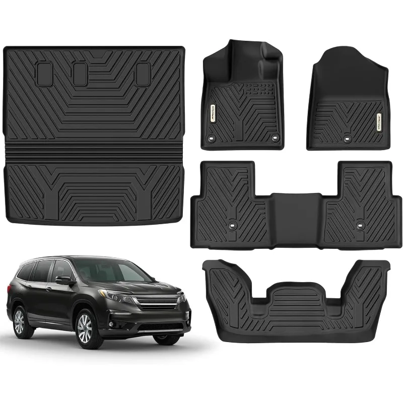 US Floor Mats & Cargo Liners Fit for Honda Pilot 2025 2024 2023, All-Weather Honda Pilot Car Mats 7/8 Passenger Full Set